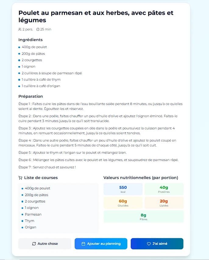 Recette détaillée avec ingrédients et préparation